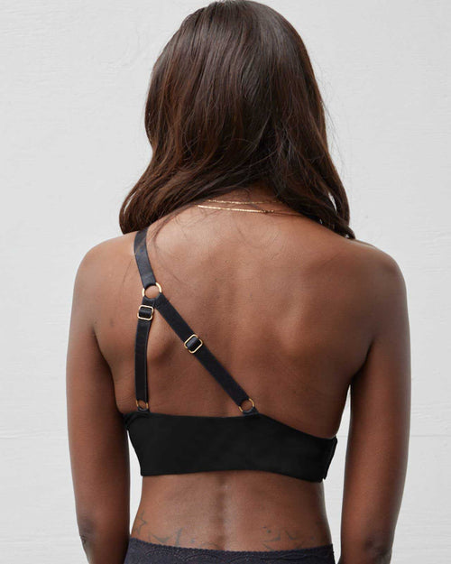 Black & unilateral sling molded cup bra back view