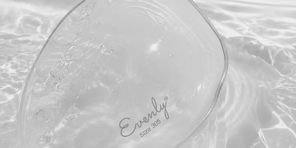 AnaOno Evenly breast form in rippling water, for mastectomy swimwear