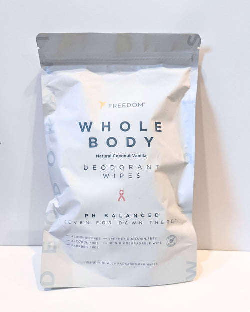 Coconut Vanilla & whole body deodorant wipes to stay fresh and clean