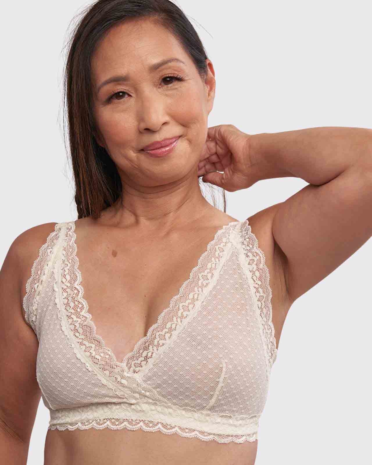 Susan Unilateral Mastectomy Wrap Front Lace Bra - M(34) / Ivory