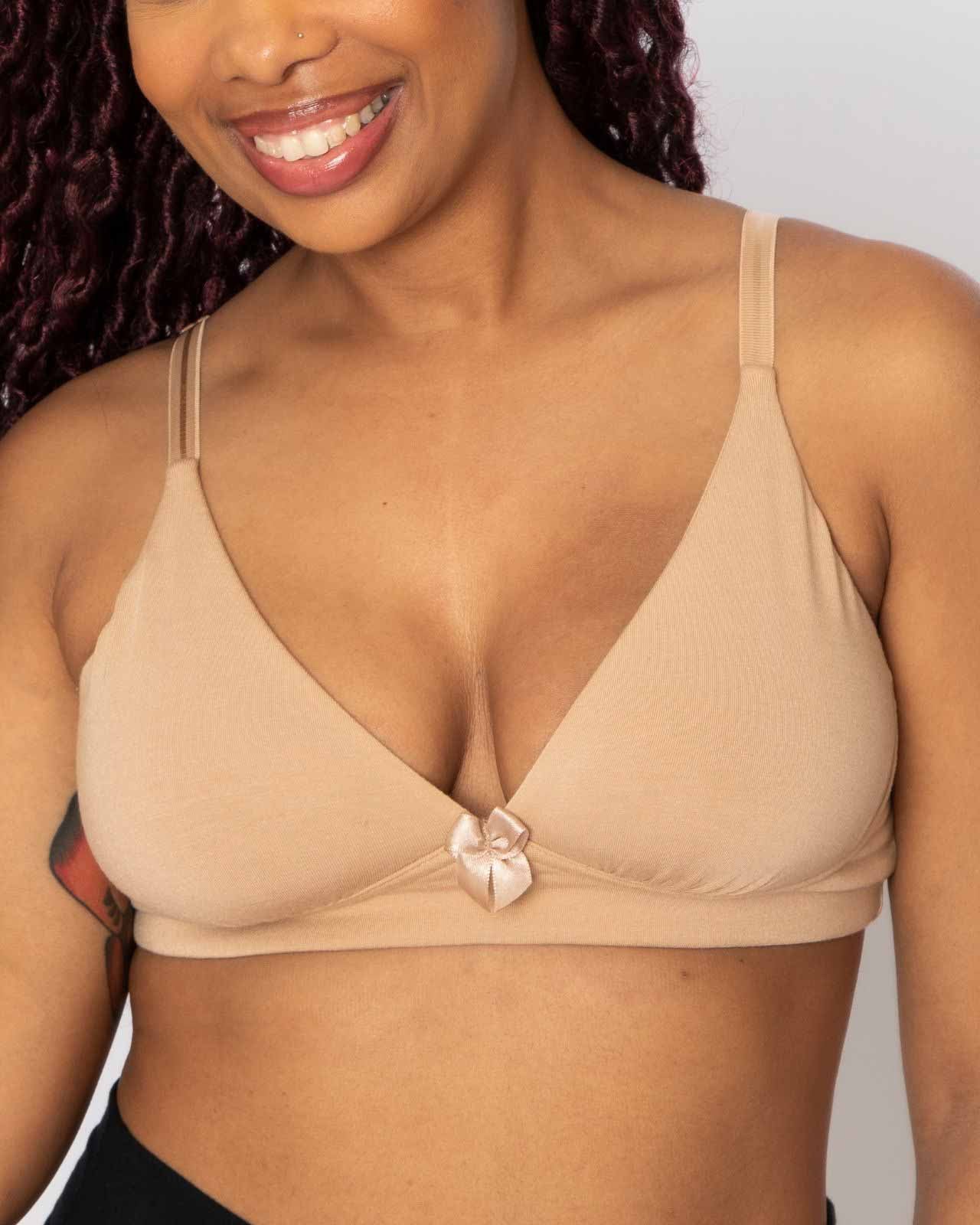 AnaOno Women's Molly Pocketed Post-Surgery Plunge Bra Sand - Small