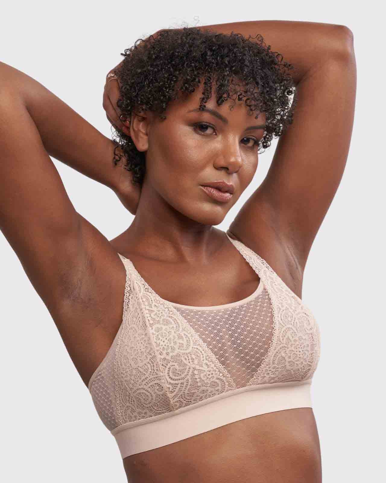 Anaono Women's Maggie Sexy Post-mastectomy Lace Bralette Champagne - Medium  : Target