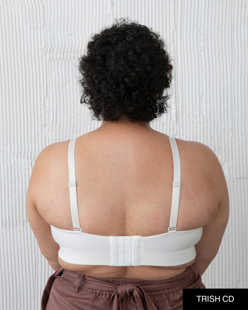 Ivory / Au Natural & molded cup bra contour chest with adjustable straps on au natural model front view 2