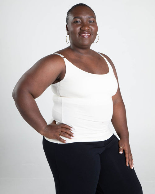 Ivory / Implants & Cecile Modal Cami with built in bra front view