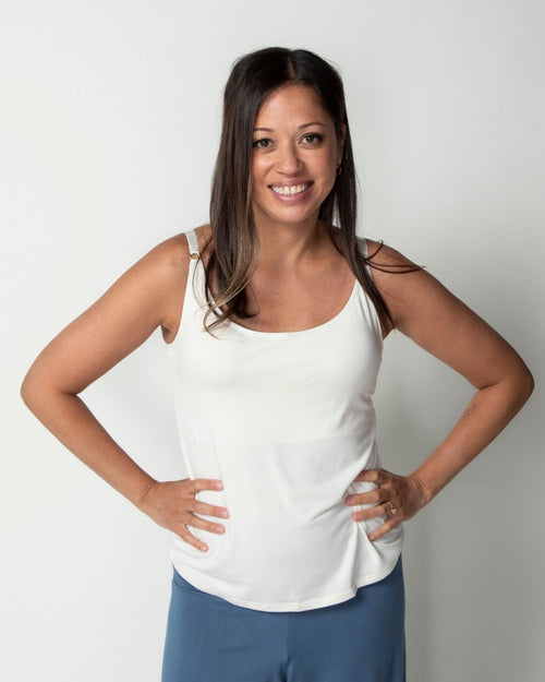 Ivory / Implants & Cecile Modal Cami with built in bra front view