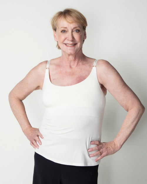 Ivory / Implants & Cecile Modal Cami with built in bra front view