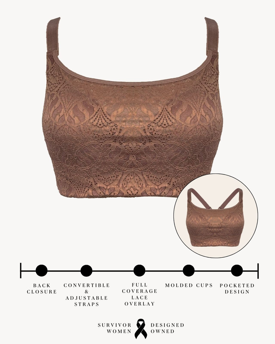 Carrie Pocketed Lace Molded Cup Bra | AnaOno
