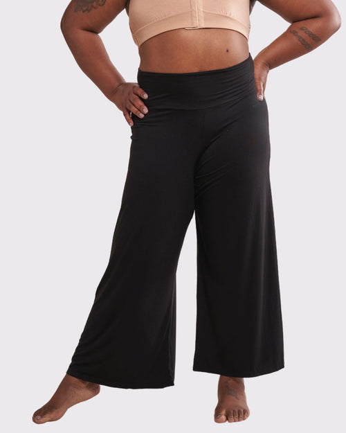 Black & Recovery Lounge pants with interior pockets for drain, perfect pants for after surgery with drain pictured 