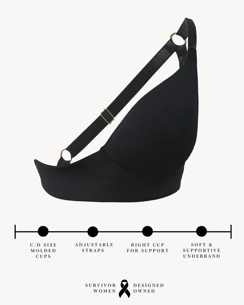 Black & unilateral sling molded cup bra infographic