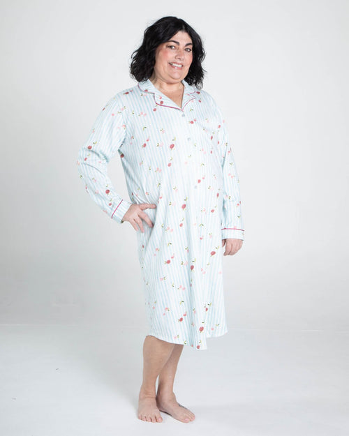 Booberry & front view of the floral pink pajama set nightgown