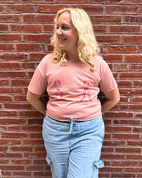 Pink & pink with a purpose crewneck to support breast cancer action month, with 20% getting donated back to fund metastatic breast cancer research