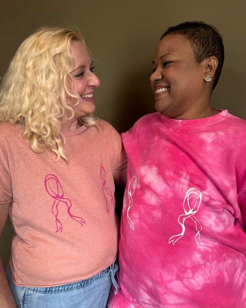 Pink & pink with a purpose crewneck to support breast cancer action month, with 20% getting donated back to fund metastatic breast cancer research