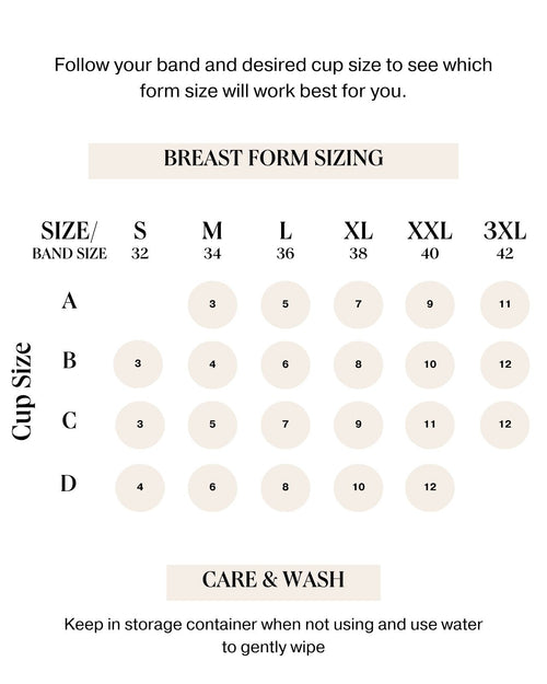 Honey & breast form size chart
